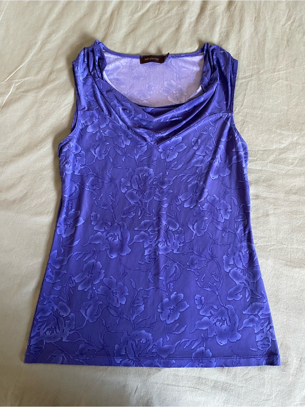 The Limited Violet Floral Cowl Neck Tank